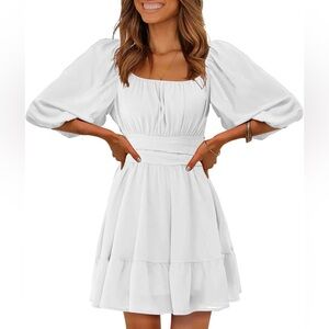 White Long Sleeve Mini Dress